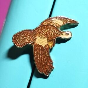 Vintage enamel bird brooch pin brown pheasant brooch